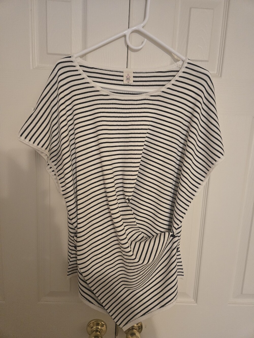 Like Love Lightweight Plot Twist Striped Asymetrical Top